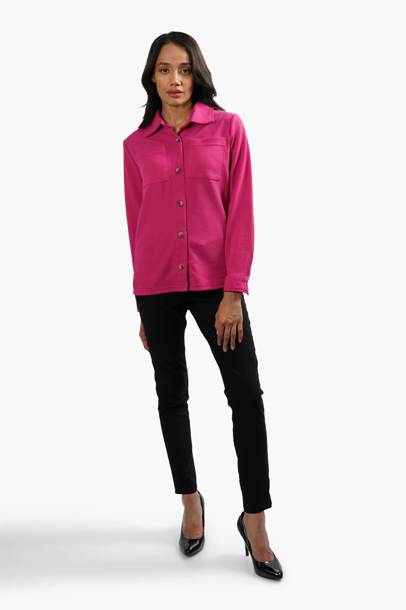 Beechers Brook Double Pocket Button Front Shirt - Pink - Womens Shirts & Blouses - Fairweather