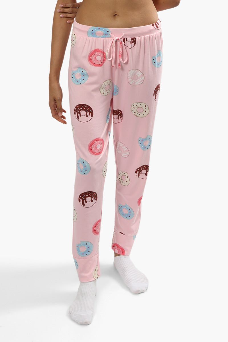 Cuddly Canuckies Donut Print Pajama Pants - Pink - Womens Pajamas - Fairweather