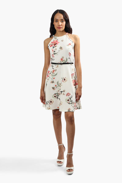 Impress Belted Floral Day Dress - White - Womens Day Dresses - Fairweather