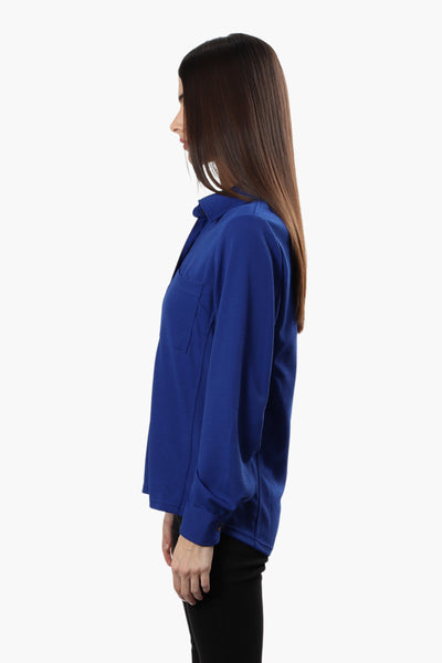 Beechers Brook Double Pocket Button Front Shirt - Blue - Womens Shirts & Blouses - Fairweather
