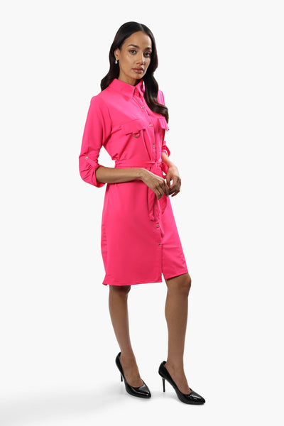 Beechers Brook Belted Button Up Day Dress - Pink - Womens Day Dresses - Fairweather