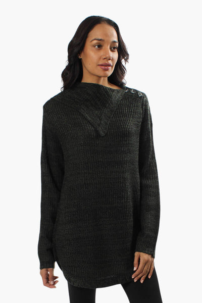 International INC Company Split Neck Knit Pullover Sweater - Olive - Womens Pullover Sweaters - Fairweather