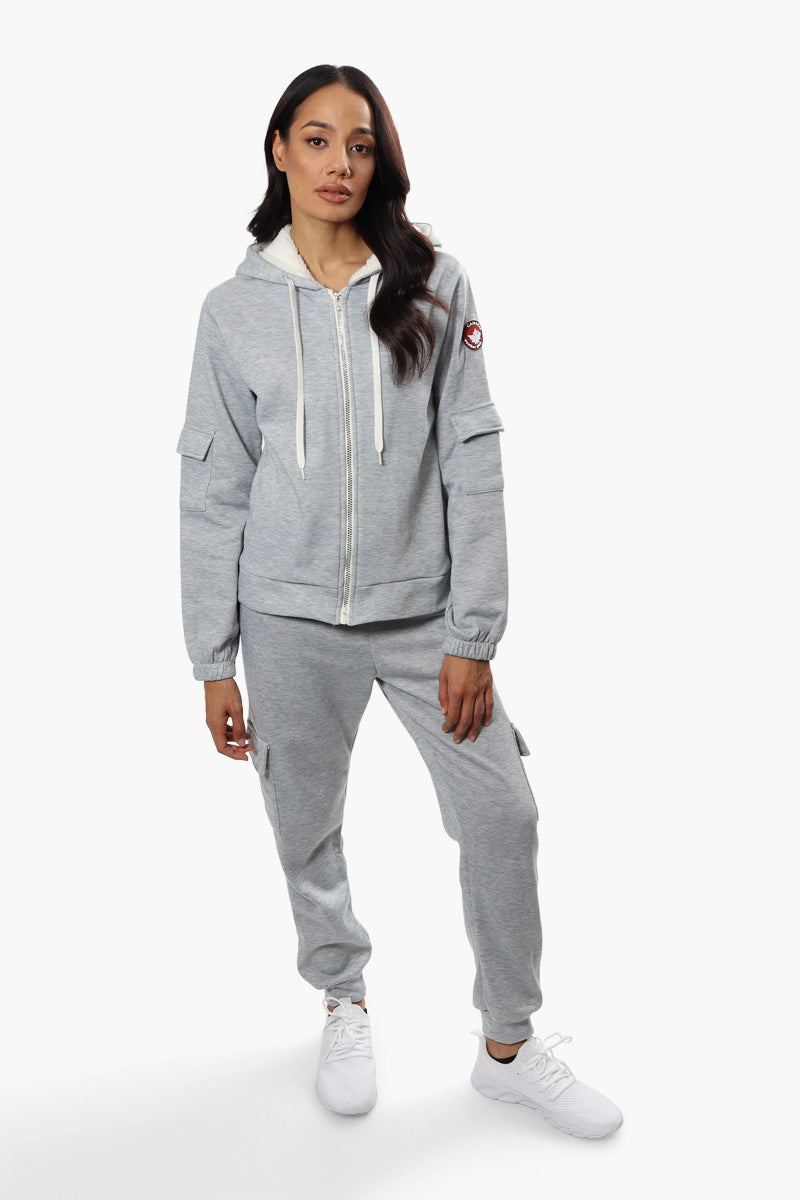 Canada Weather Gear Pocket Sleeve Sherpa Hoodie - Grey - Womens Hoodies & Sweatshirts - Fairweather