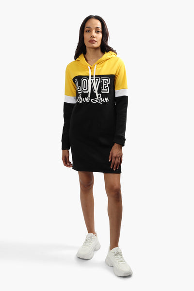Fahrenheit Love Print Tunic Hoodie - Yellow - Womens Hoodies & Sweatshirts - Fairweather