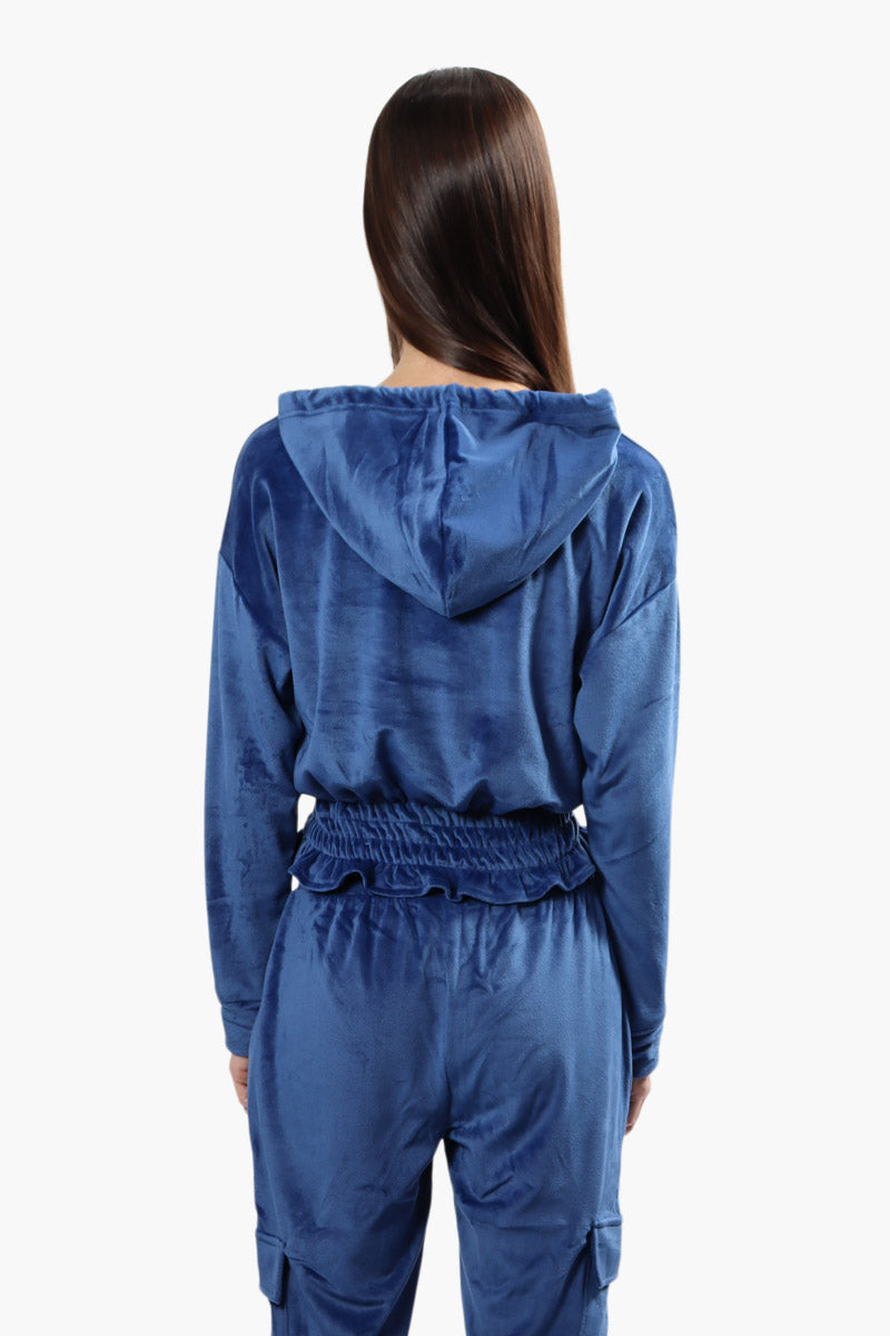 Mikk Cropped Cinched Waist Pullover Hoodie - Blue - Womens Hoodies & Sweatshirts - Fairweather