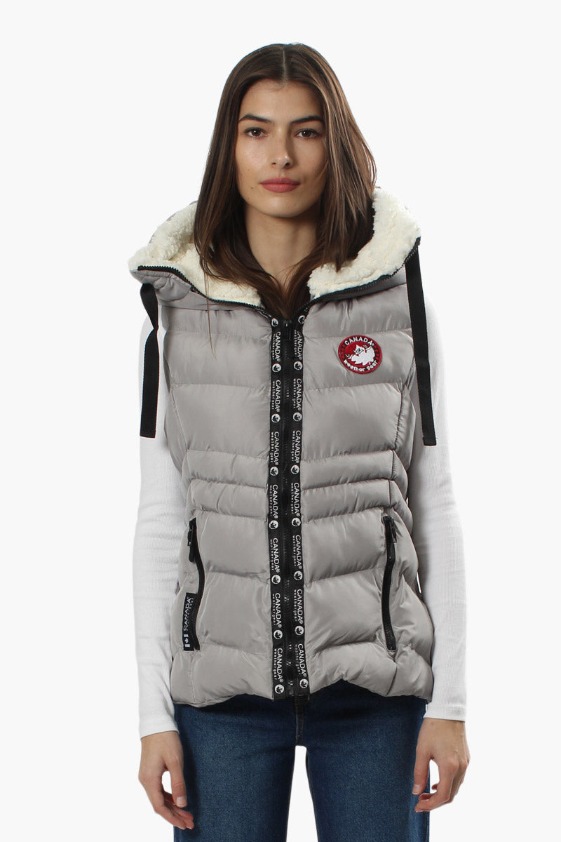 Canada Weather Gear Sherpa Hood Puffer Vest - Grey - Womens Vests - Fairweather