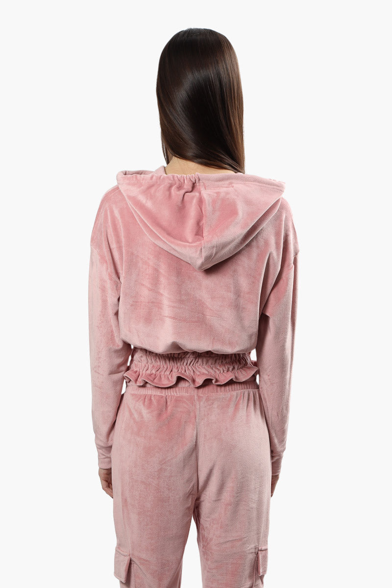 Mikk Cropped Cinched Waist Pullover Hoodie - Pink - Womens Hoodies & Sweatshirts - Fairweather