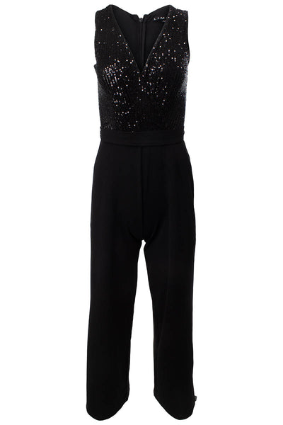 Sleeveless Sequin Crossover Jumpsuit - Black - Womens Jumpsuits & Rompers - Fairweather