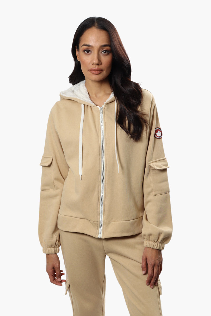 Canada Weather Gear Pocket Sleeve Sherpa Hoodie - Beige - Womens Hoodies & Sweatshirts - Fairweather