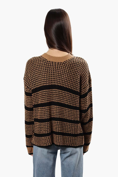 Striped Crewneck Pullover Sweater - Brown - Womens Pullover Sweaters - Fairweather