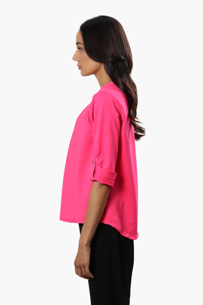 Beechers Brook Solid Roll Up Sleeve Blouse - Pink - Womens Shirts & Blouses - Fairweather