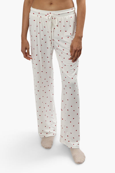 Cuddly Canuckies Ladybug Print Pajama Pants - White - Womens Pajamas - Fairweather