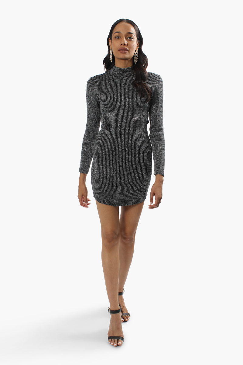 Limite Ribbed Mock Neck Sweater Dress - Grey - Womens Sweater Dresses - Fairweather