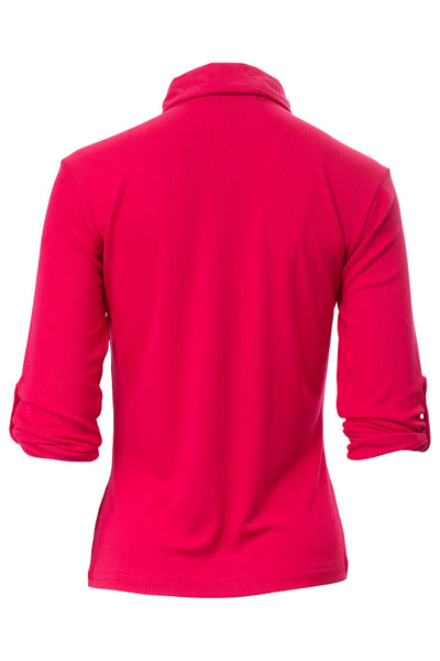 Solid Ribbed Placket Shirt - Pink - Womens Shirts & Blouses - Fairweather