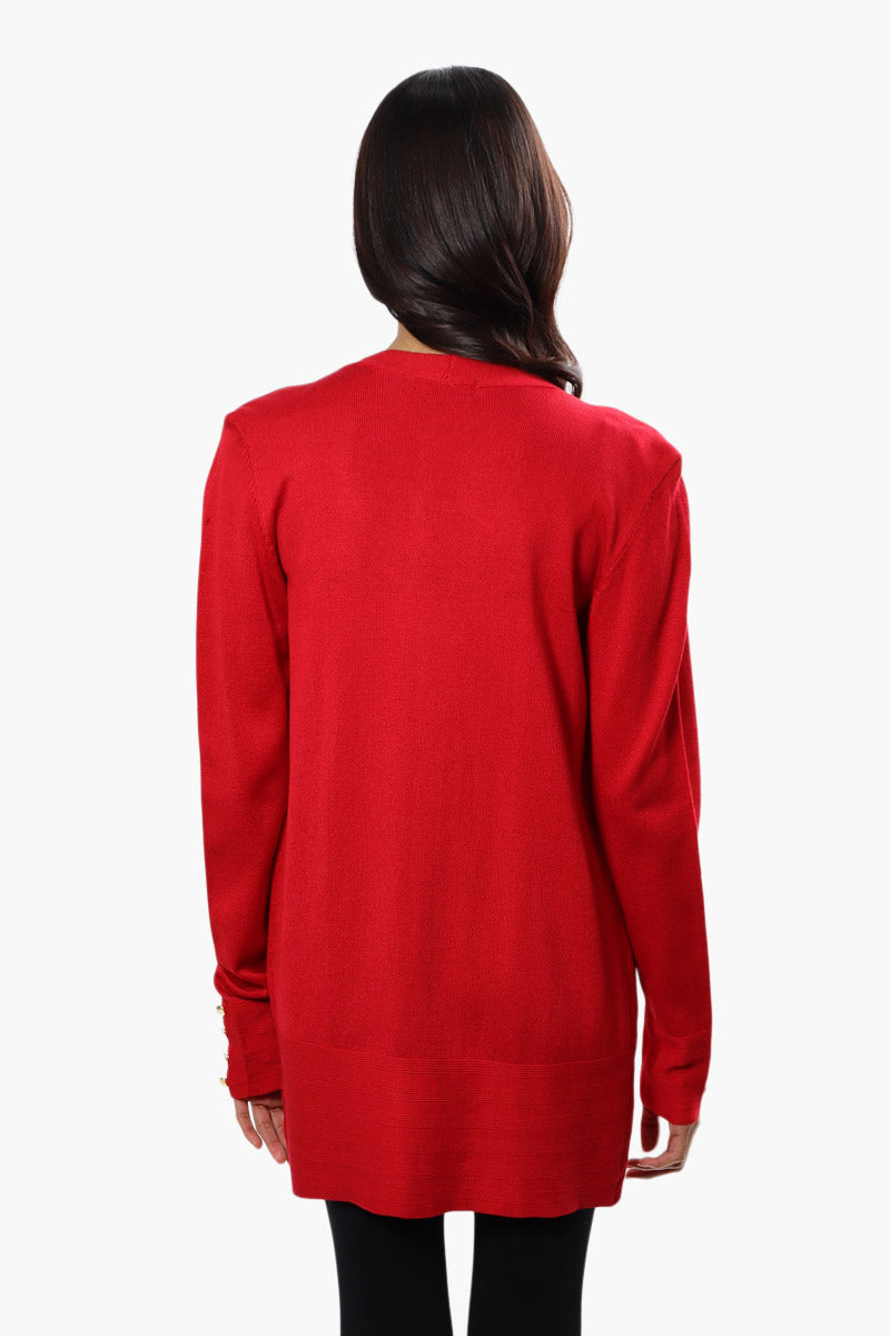 Beechers Brook Long Sleeve Open Front Cardigan - Red - Womens Cardigans - Fairweather