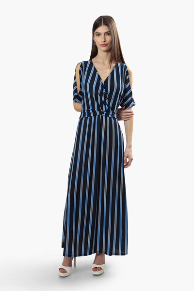 Beechers Brook Striped Crossover Maxi Dress - Navy - Womens Maxi Dresses - Fairweather