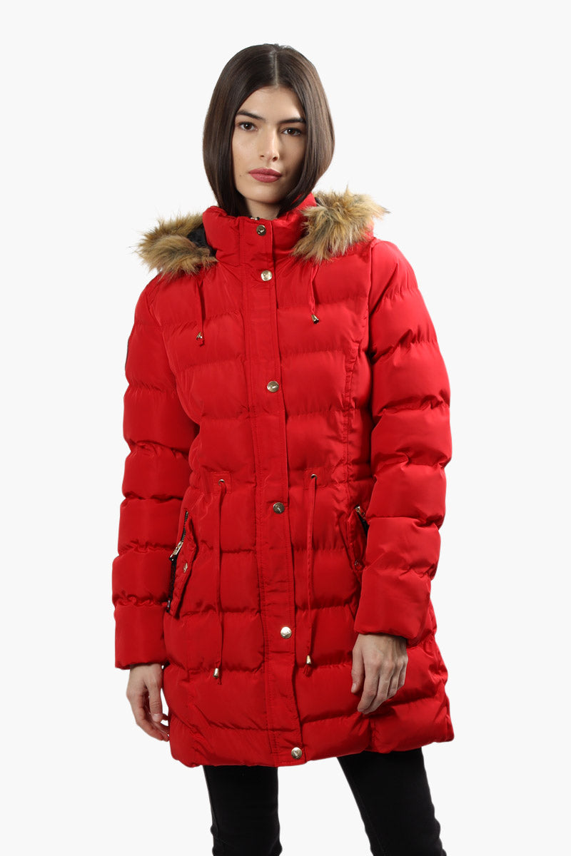 Canada Weather Gear Tie Waist Puffer Parka Jacket - Red - Womens Parka Jackets - Fairweather