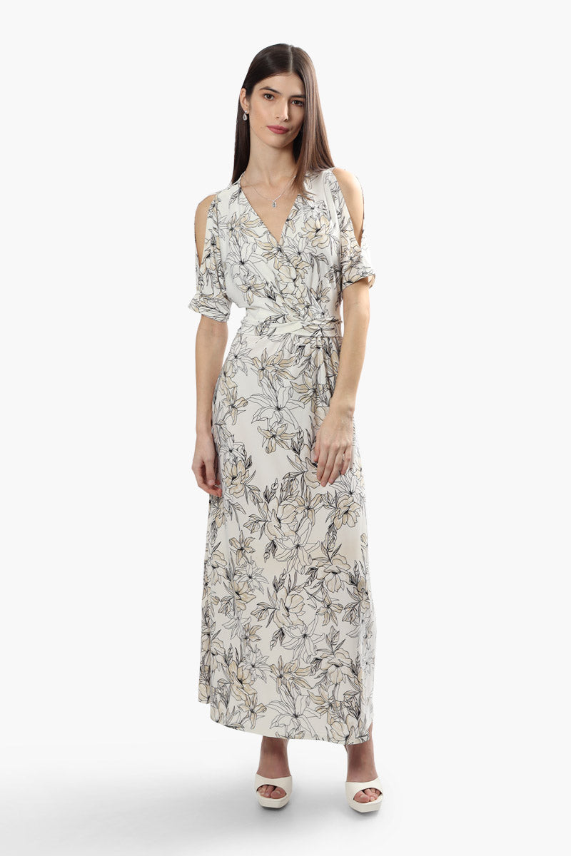 Beechers Brook Floral Crossover Maxi Dress - White - Womens Maxi Dresses - Fairweather