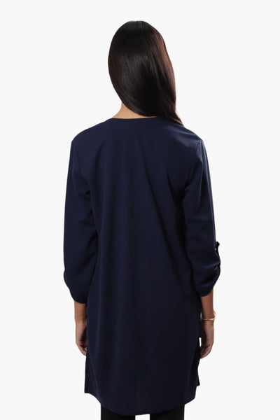 Limite Open Front Roll Up Sleeve Cardigan - Navy - Womens Cardigans - Fairweather