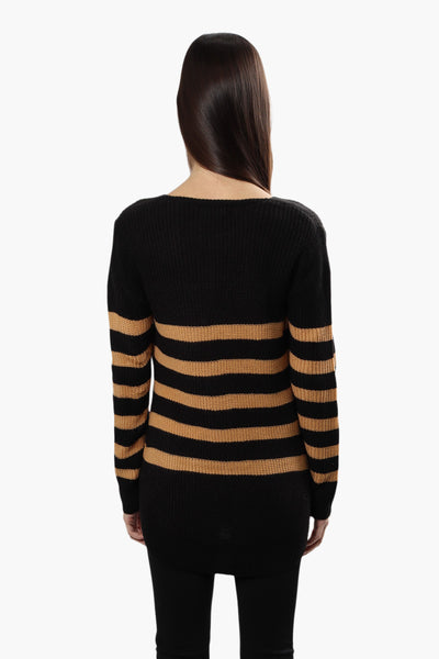 International INC Company Striped Pullover Sweater - Black - Womens Pullover Sweaters - Fairweather