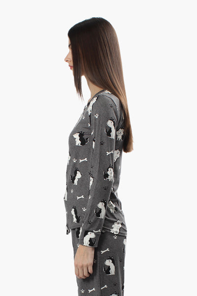 Canada Weather Gear Dog Print Pajama Top - Grey - Womens Pajamas - Fairweather