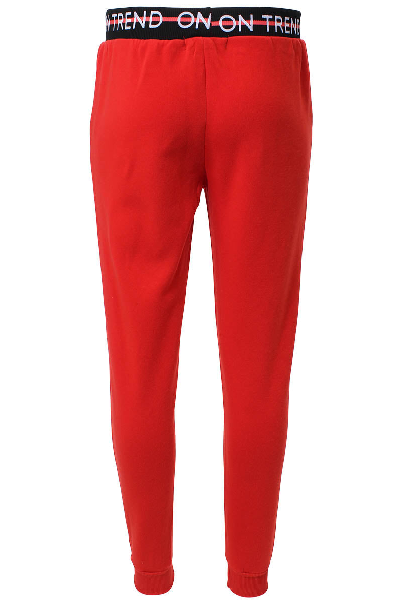 New Look Printed Waistband Joggers - Red - Womens Joggers & Sweatpants - Fairweather