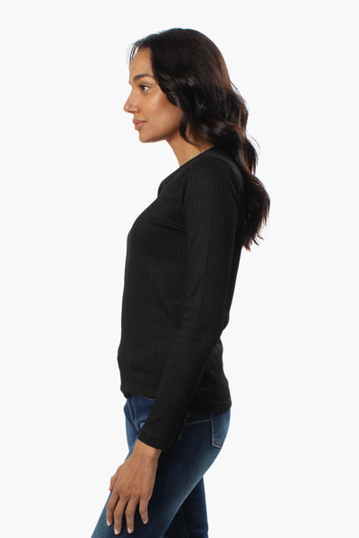 Magazine Ribbed Front Twist Long Sleeve Top - Black - Womens Long Sleeve Tops - Fairweather