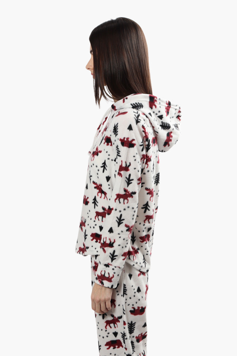 Canada Weather Gear Plush Hooded Pajama Top - White - Womens Pajamas - Fairweather