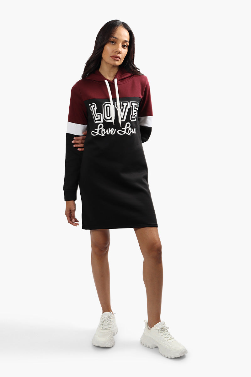 Fahrenheit Love Print Tunic Hoodie - Burgundy - Womens Hoodies & Sweatshirts - Fairweather