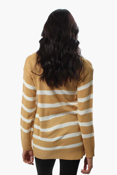 International INC Company Striped Front Zip Pullover Sweater - Beige - Womens Pullover Sweaters - Fairweather