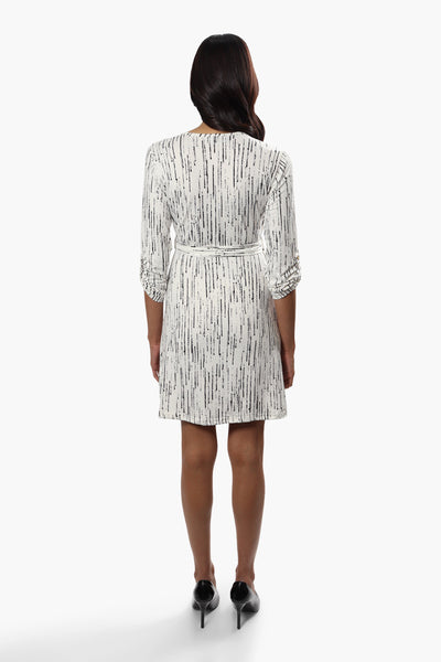 Majora Patterned Crossover Day Dress - White - Womens Day Dresses - Fairweather