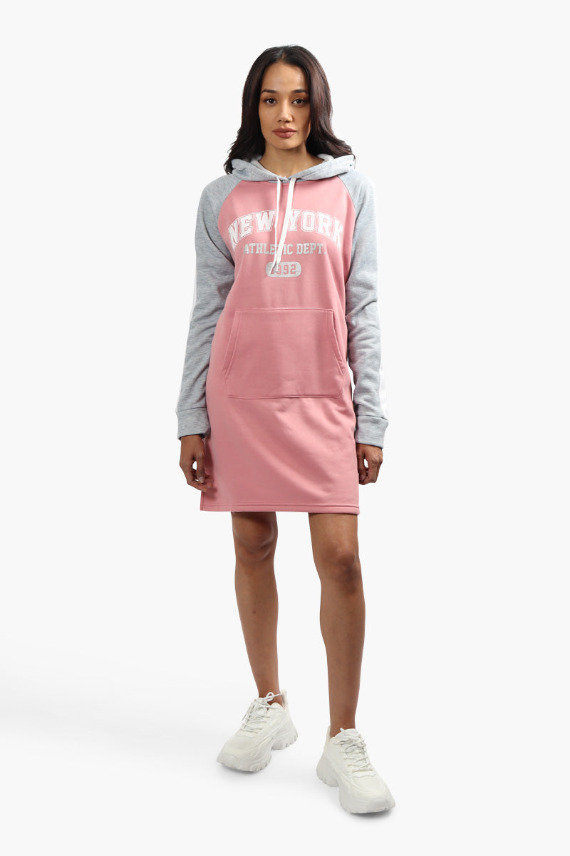 Fahrenheit New York Print Tunic Hoodie - Pink - Womens Hoodies & Sweatshirts - Fairweather