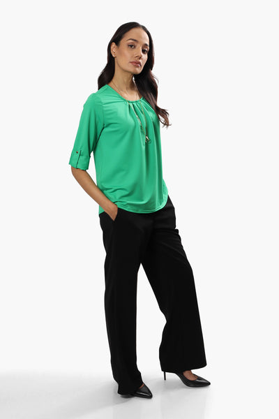Beechers Brook Solid Roll Up Sleeve Blouse - Green - Womens Shirts & Blouses - Fairweather