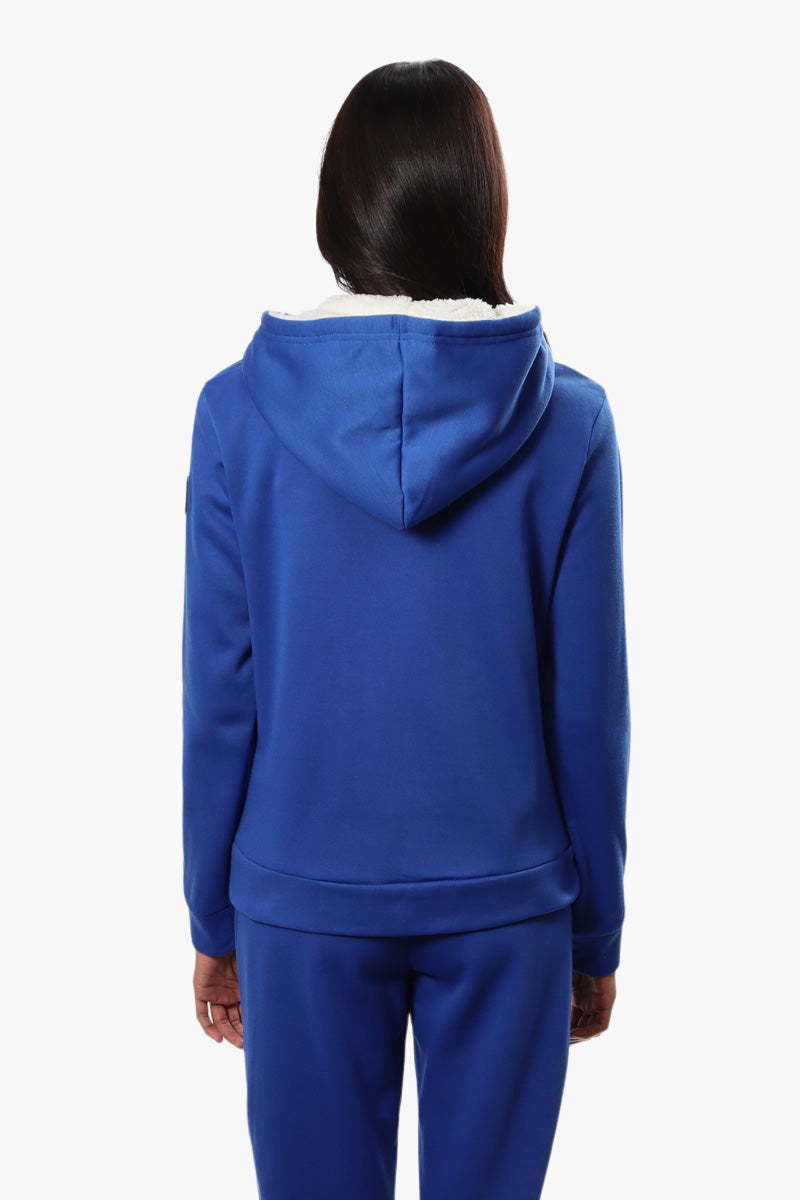 Fahrenheit Brooklyn Print Sherpa Hoodie - Blue - Womens Hoodies & Sweatshirts - Fairweather