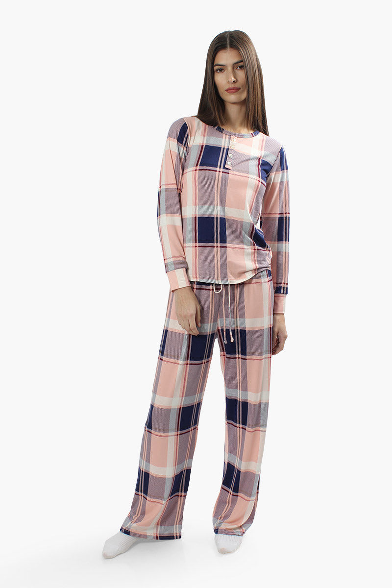 Canada Weather Gear Plaid Print Pajama Top - Pink - Womens Pajamas - Fairweather
