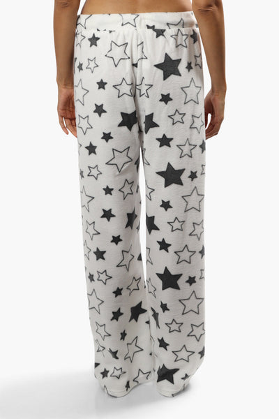Cuddly Canuckies Plush Star Print Pajama Pants - White - Womens Pajamas - Fairweather