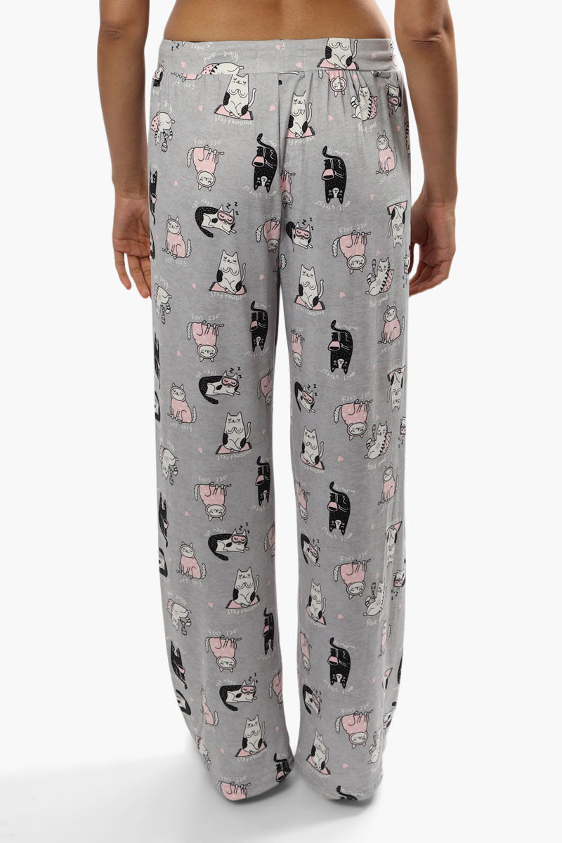 Cuddly Canuckies Feline Fine Print Pajama Pants - Grey - Womens Pajamas - Fairweather