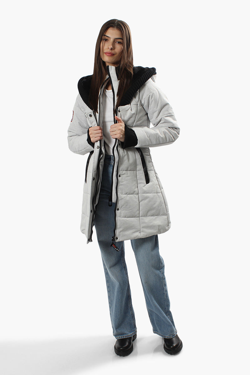Canada Weather Gear Solid Ribbed Hood Parka Jacket - Grey - Womens Parka Jackets - Fairweather