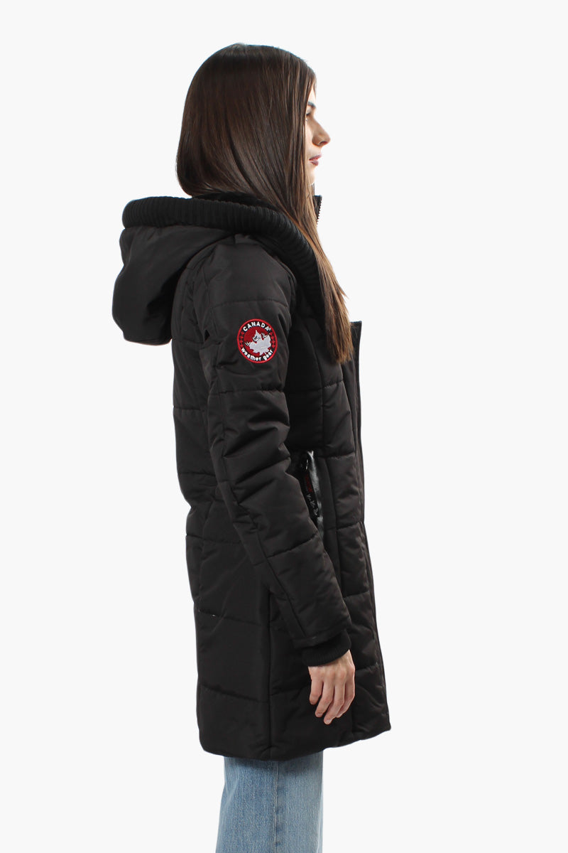 Canada Weather Gear Solid Ribbed Hood Parka Jacket - Black - Womens Parka Jackets - Fairweather