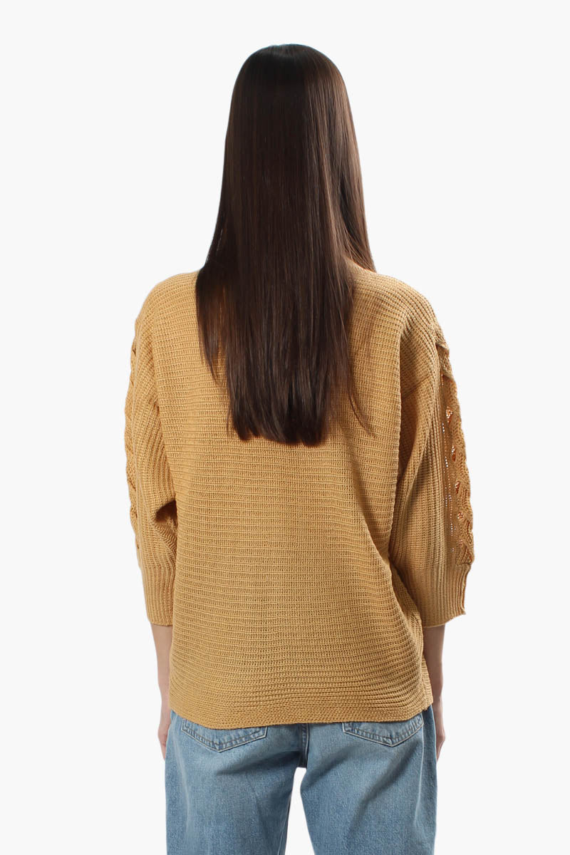 Majora Braided Sleeve Pullover Sweater - Camel - Womens Pullover Sweaters - Fairweather