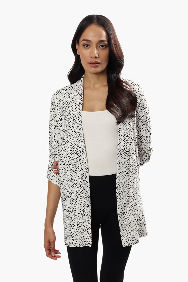 International INC Company Patterned Roll Up Sleeve Cardigan - White - Womens Cardigans - Fairweather