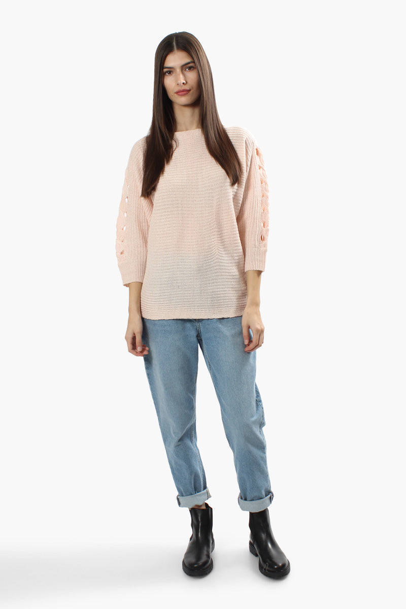 Majora Braided Sleeve Pullover Sweater - Blush - Womens Pullover Sweaters - Fairweather