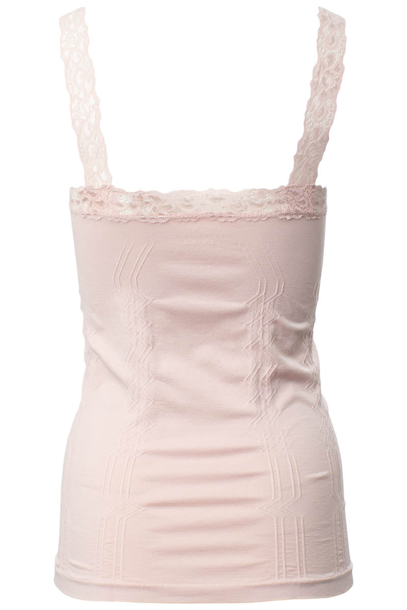 Lace Ruched Cami Tank Top - Blush - Womens Tees & Tank Tops - Fairweather