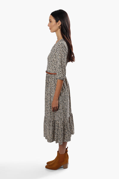 International INC Company Leopard Print Belted Midi Dress - Beige - Womens Midi Dresses - Fairweather
