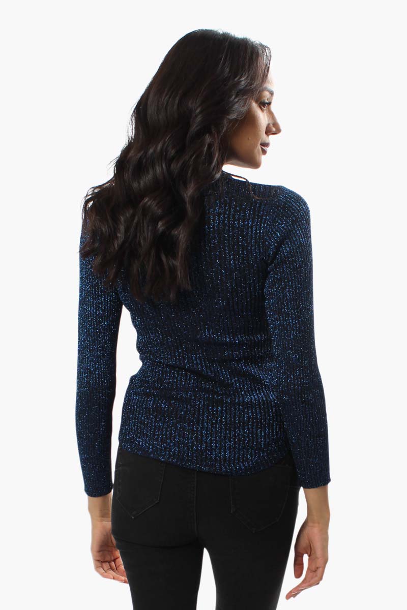 Limite Ribbed Mock Neck Pullover Sweater - Navy - Womens Pullover Sweaters - Fairweather