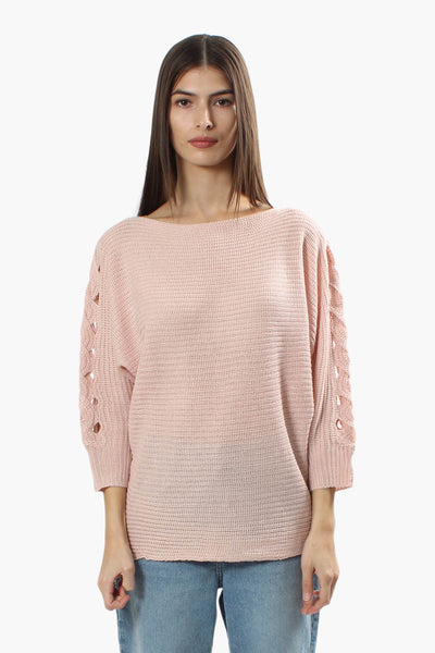 Majora Braided Sleeve Pullover Sweater - Pink - Womens Pullover Sweaters - Fairweather