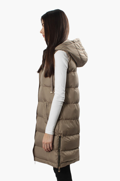 Canada Weather Gear Side Zip Long Puffer Vest - Beige - Womens Vests - Fairweather