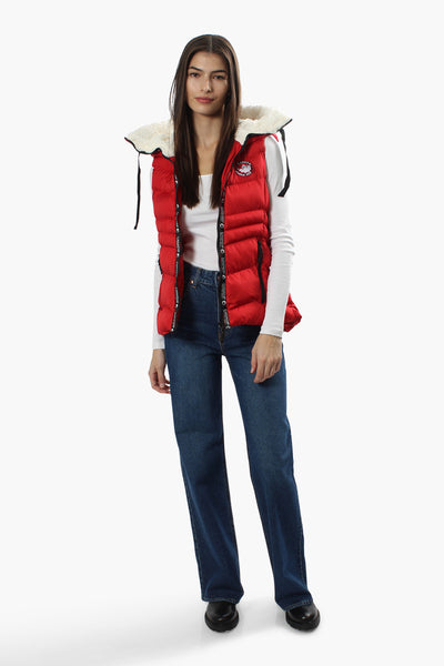 Canada Weather Gear Sherpa Hood Puffer Vest - Red - Womens Vests - Fairweather
