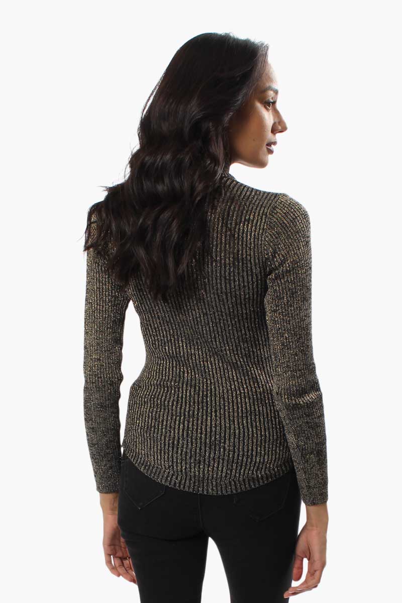 Limite Ribbed Mock Neck Pullover Sweater - Gold - Womens Pullover Sweaters - Fairweather