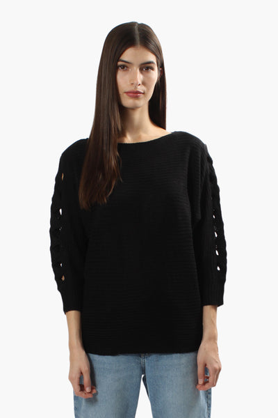 Majora Braided Sleeve Pullover Sweater - Black - Womens Pullover Sweaters - Fairweather